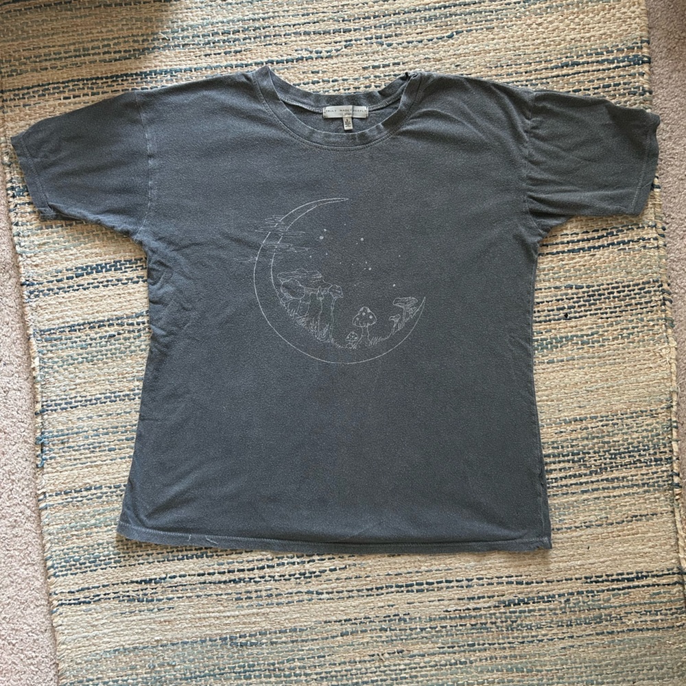 Truly Madly Deeply Crescent Moon Mushroom Charcoal Tee